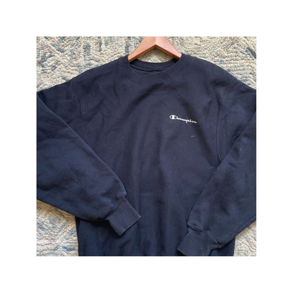 Champion Men’s Black  Reverse Weave Crewneck Sweatshirt